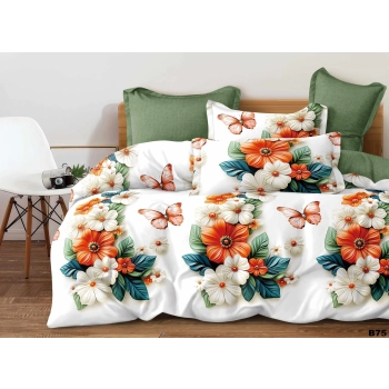 Pościel bawełniana 160x200 w kwiaty i motyle – elegancka kolekcja PK 810 z PRZEŚCIERADŁEM